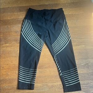 Chic Black Leggings with Gold Stripes